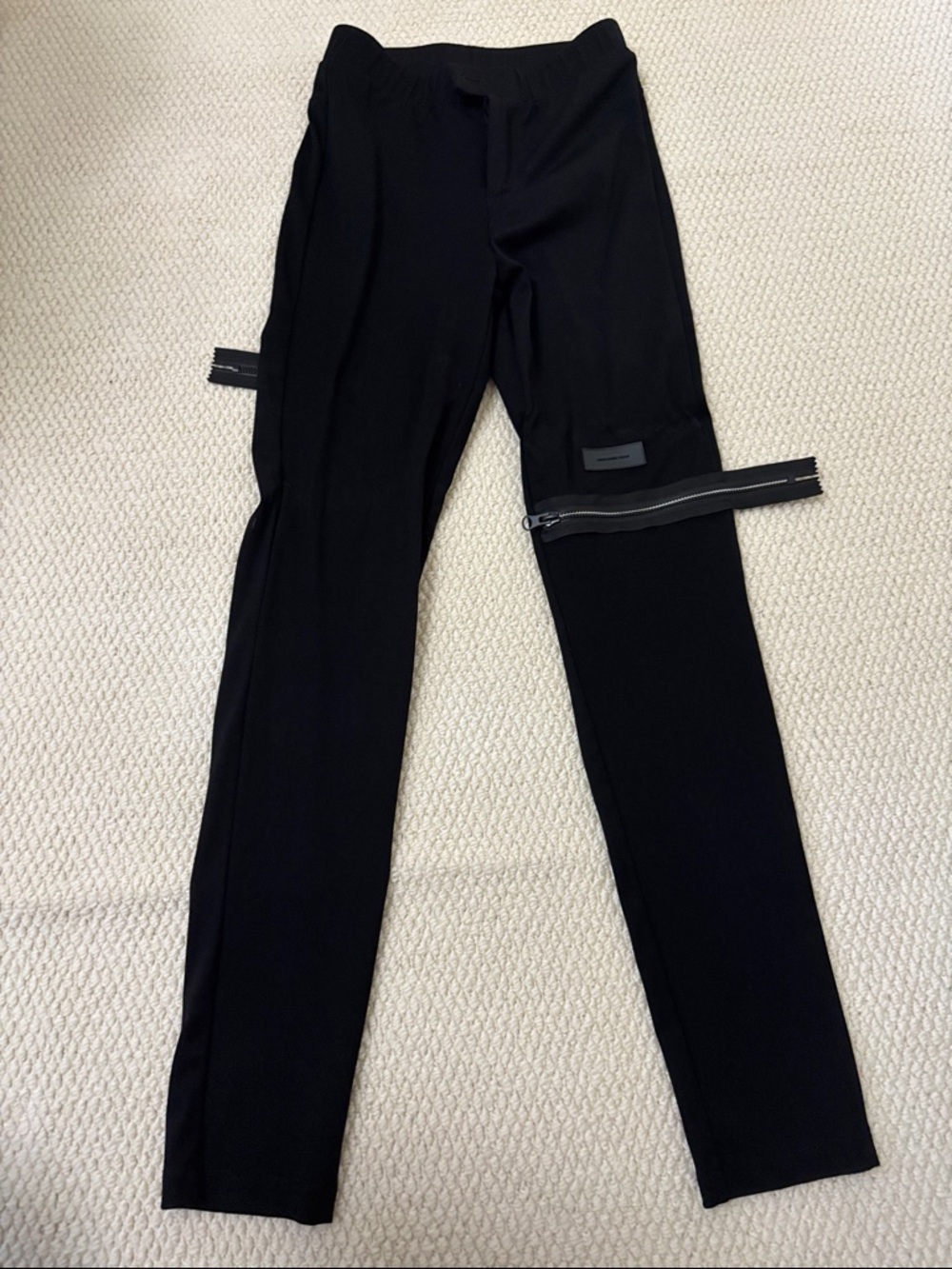 Black Zipper Detail Slim Leg Pants